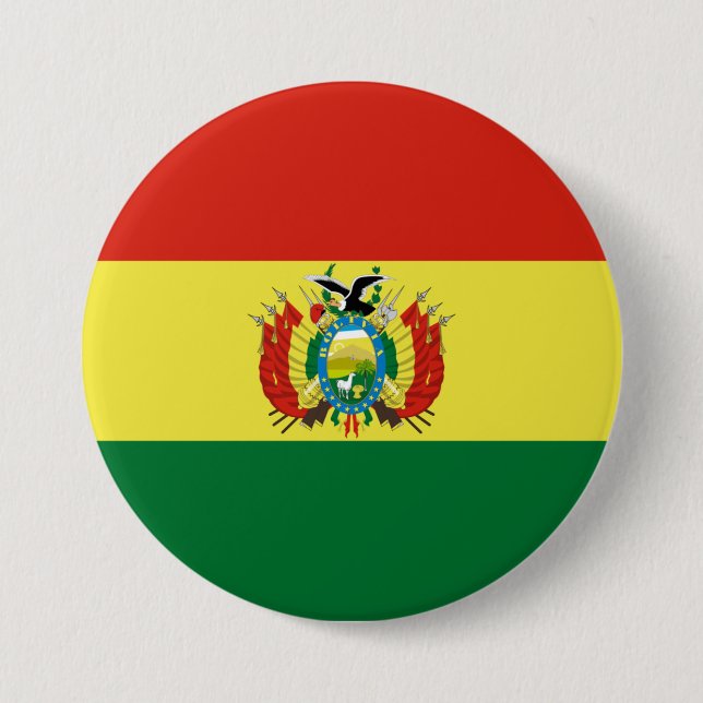 Badge Rond 7,6 Cm Drapeau de Bolivie (Devant)