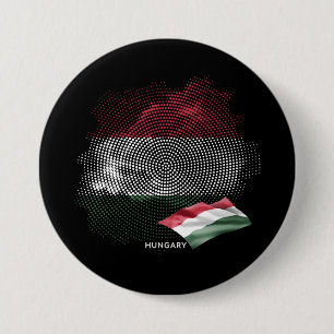 Badge Rond 7,6 Cm Drapeau de la Hongrie