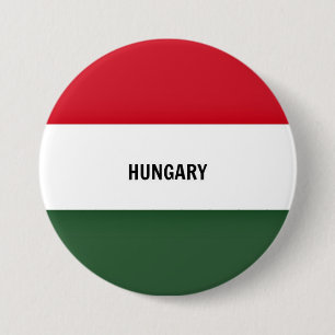Badge Rond 7,6 Cm Drapeau de la Hongrie, étiqueté
