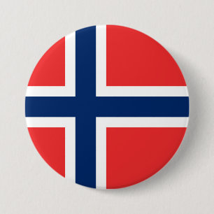 Badge Rond 7,6 Cm Drapeau de la Norvège