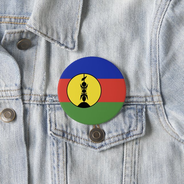 Badge Rond 7,6 Cm Drapeau de la Nouvelle-Calédonie (En situation)
