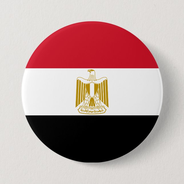 Badge Rond 7,6 Cm Drapeau de l'Égypte (Devant)