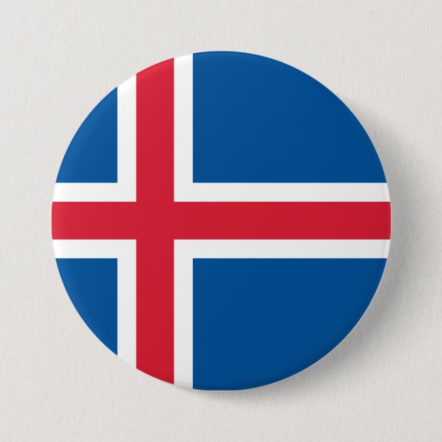 Badge Rond 7,6 Cm Drapeau de l'Islande (Devant)