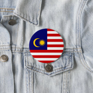 Badge Rond 7,6 Cm Drapeau de Malaisie