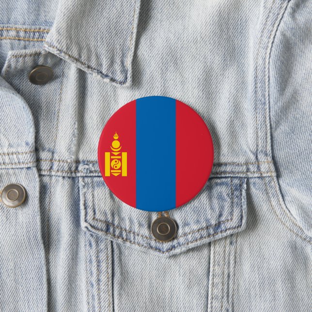 Badge Rond 7,6 Cm Drapeau de Mongolie (En situation)