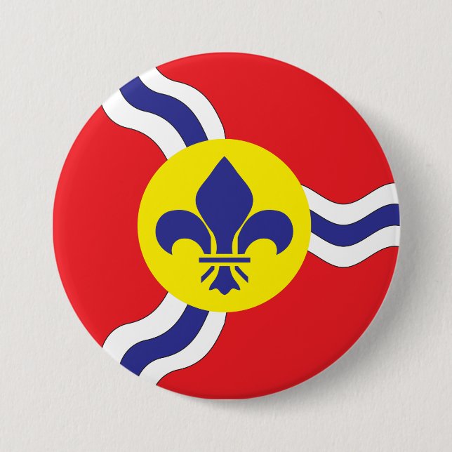 Badge Rond 7,6 Cm Drapeau de Saint-Louis (Devant)