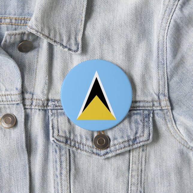 Badge Rond 7,6 Cm Drapeau de Sainte-Lucie (En situation)