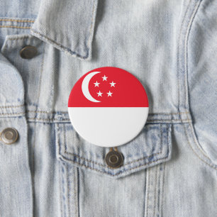 Badge Rond 7,6 Cm Drapeau de Singapour