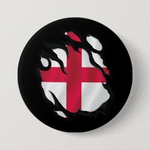 Badge Rond 7,6 Cm Drapeau déchiré d'Angleterre