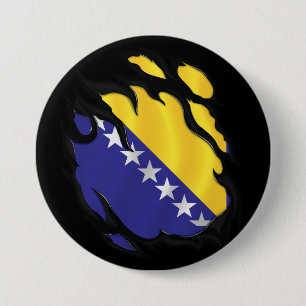 Badge Rond 7,6 Cm Drapeau déchiré De Bosnie-Herzégovine