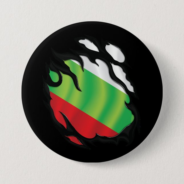 Badge Rond 7,6 Cm Drapeau déchiré de Bulgarie (Devant)