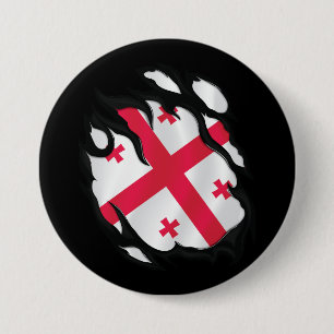 Badge Rond 7,6 Cm Drapeau déchiré de Géorgie