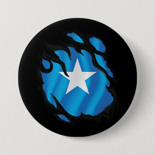 Badge Rond 7,6 Cm Drapeau déchiré de Somalie