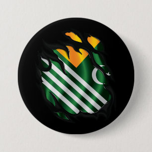 Badge Rond 7,6 Cm Drapeau déchiré du Cachemire