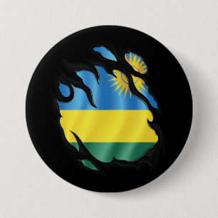 Badge Rond 7,6 Cm Drapeau déchiré du Rwanda
