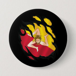 Badge Rond 7,6 Cm Drapeau déchiré en Sicile