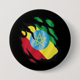 Badge Rond 7,6 Cm Drapeau déchiré par l'Éthiopie