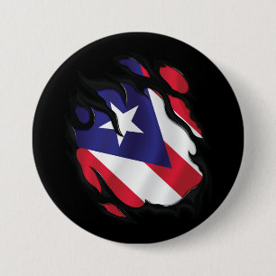 Badge Rond 7,6 Cm Drapeau déchiré Porto Rico