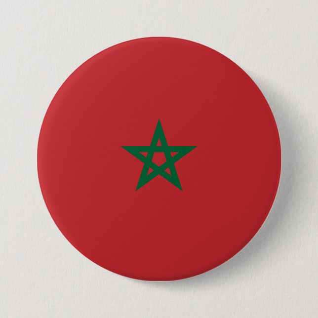 Badge Rond 7,6 Cm Drapeau du Maroc (Devant)