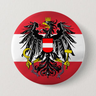 Badge Rond 7,6 Cm Drapeau et armoiries de l'Autriche