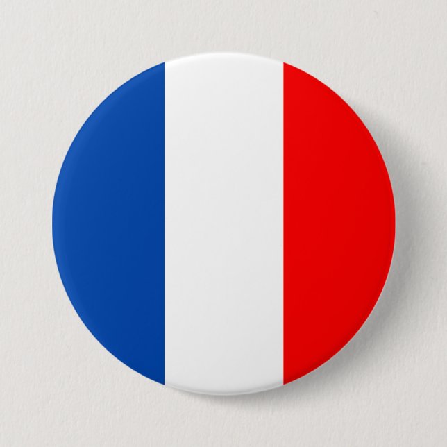 Badge Rond 7,6 Cm Drapeau France (Devant)