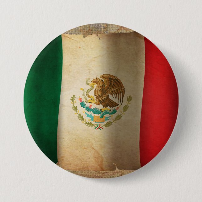 Badge Rond 7,6 Cm Drapeau Grunge du Mexique (Devant)