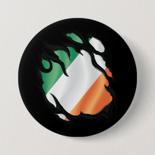 Badge Rond 7,6 Cm Drapeau irlandais déchiré