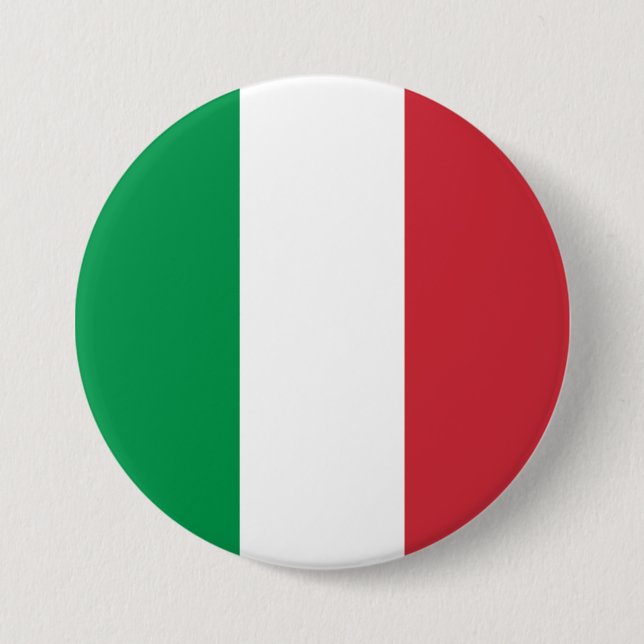 Badge Rond 7,6 Cm Drapeau Italie (Devant)
