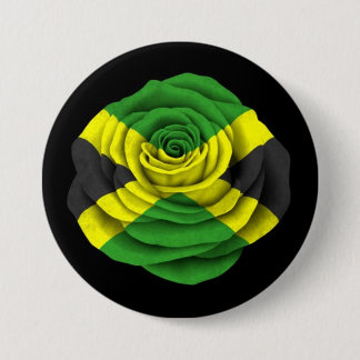 Badge Rond 7,6 Cm Drapeau rose jamaïcain sur le noir