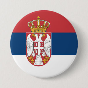 Badge Rond 7,6 Cm Drapeau Serbie