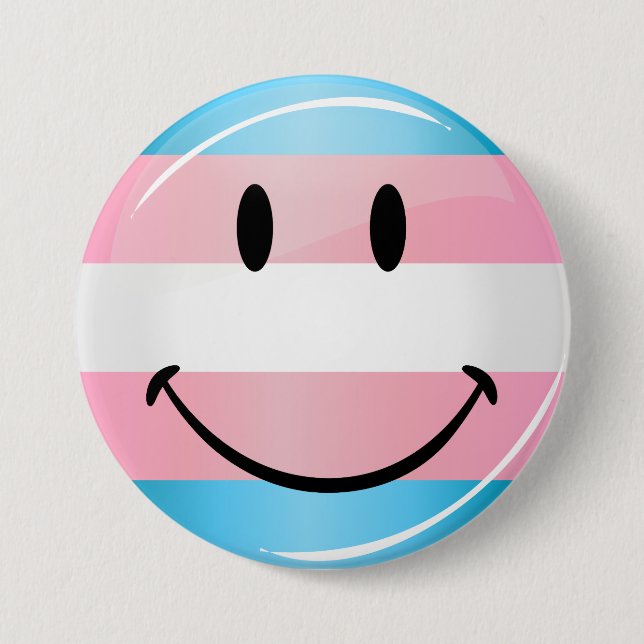 Badge Rond 7,6 Cm Drapeau souriant transgenre (Devant)
