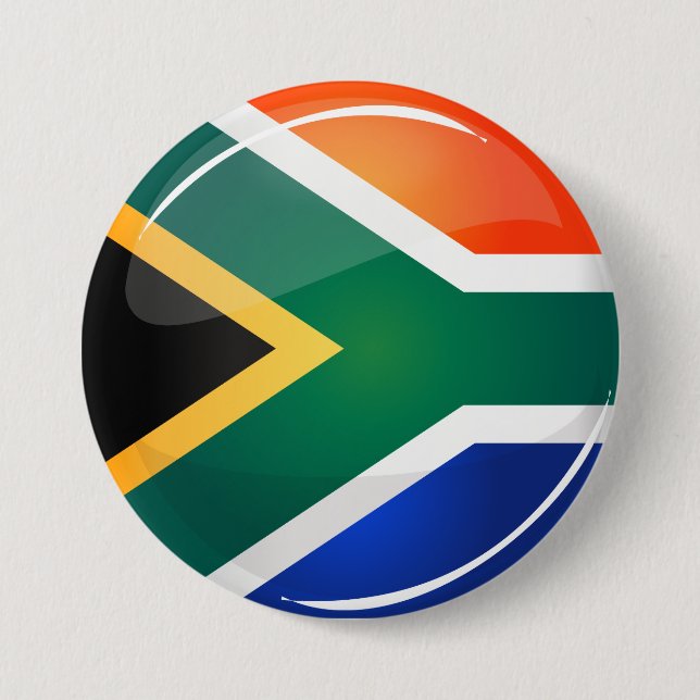 Badge Rond 7,6 Cm Drapeau sud-africain rond brillant (Devant)