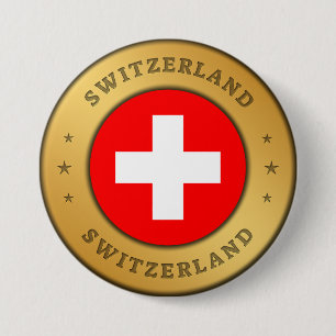 Badge Rond 7,6 Cm Drapeau Suisse