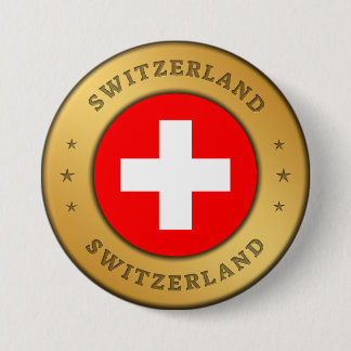 Badge Rond 7,6 Cm Drapeau Suisse