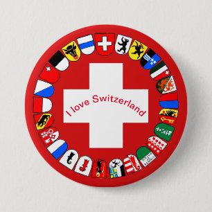 Badge Rond 7,6 Cm Drapeau suisse