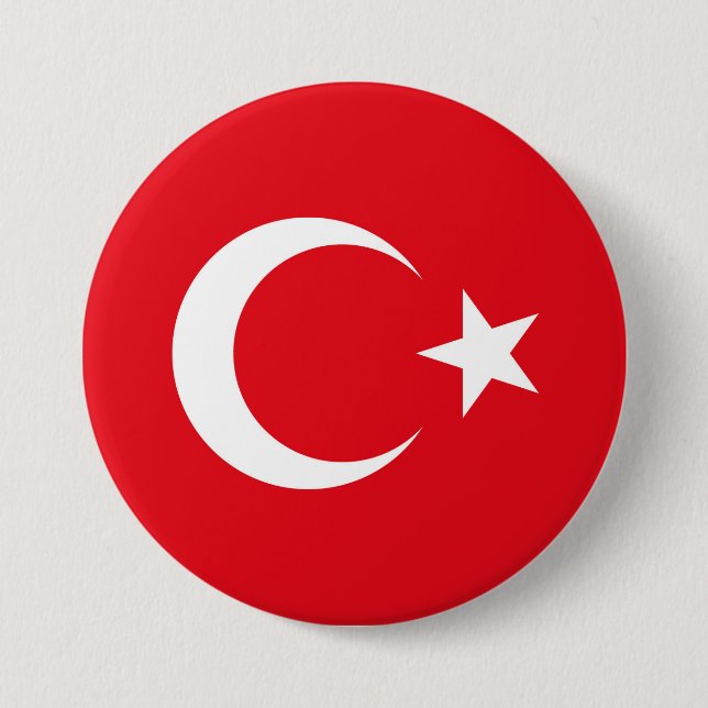 Badge Rond 7,6 Cm Drapeau turc (Devant)