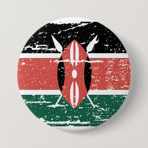 Badge Rond 7,6 Cm Drapeau vintage du Kenya