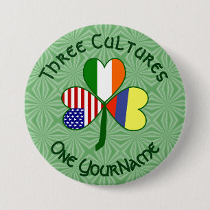 Badge Rond 7,6 Cm Drapeaux Colombiens Irlandais Américains Shamrock