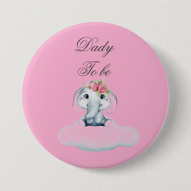 Badge Rond 7,6 Cm Dreamy Days avec Rosie l'éléphant. (Devant)