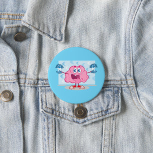 Badge Rond 7,6 Cm Drôle argent Cerveau Cartoon Euro Cash Adeur