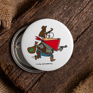 Badge Rond 7,6 Cm Drôle Cartoon Cowboy Bandit Robber
