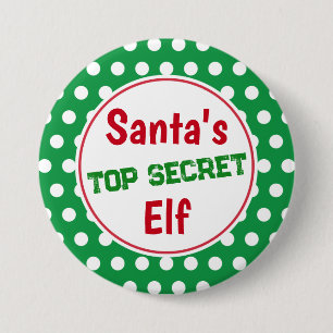 Badge Rond 7,6 Cm Drôle Père Noël Secret Elf Christmas Button Pin