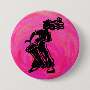 Badge Rond 7,6 Cm Drum Boogie Nights New York Hot Pink