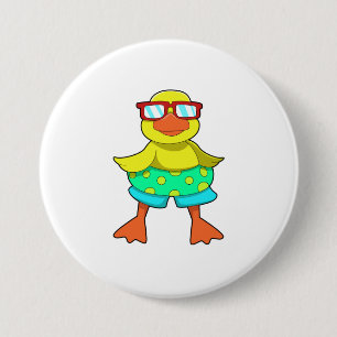 Badge Rond 7,6 Cm Duck with Swim ring & Sung
