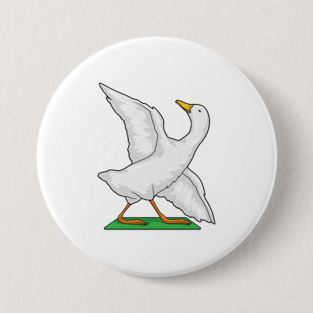 Badge Rond 7,6 Cm Duck Yoga Méditation Fitness (Devant)