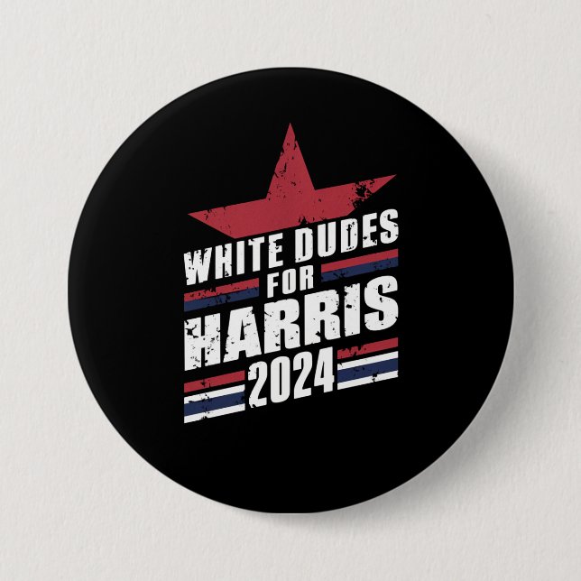 Badge Rond 7,6 Cm Dudes Blanches Pour Kamala Harris 2024 (Devant)