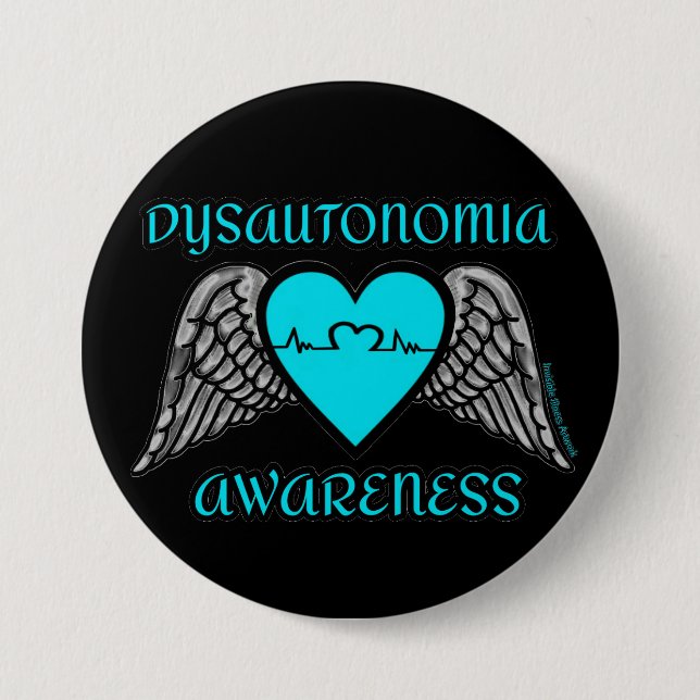 Badge Rond 7,6 Cm Dysautonomie de coeur/ailes… (Devant)