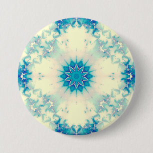 Badge Rond 7,6 Cm Eau congelée Flocon d'hiver bleu gelé