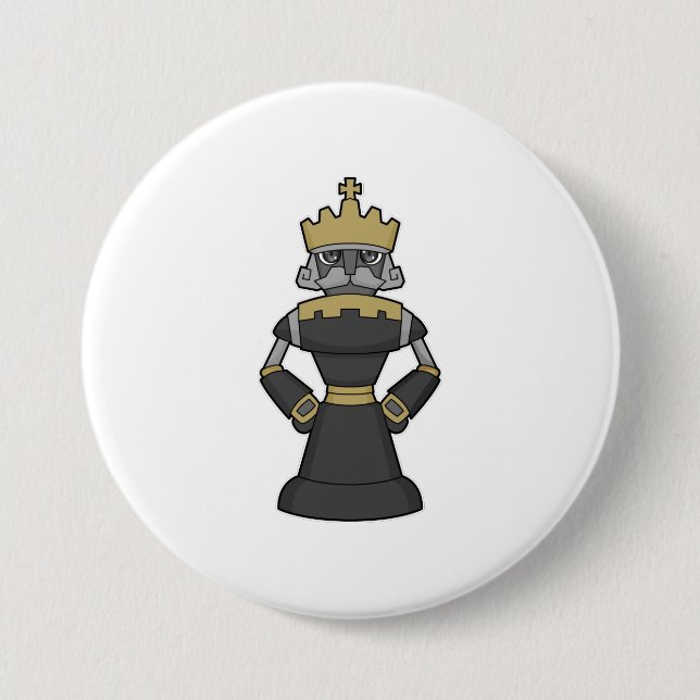 Badge Rond 7,6 Cm Échecs King Crown Chess (Devant)