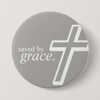 Badge Rond 7,6 Cm Économisé par grâce. bouton du ✞ |